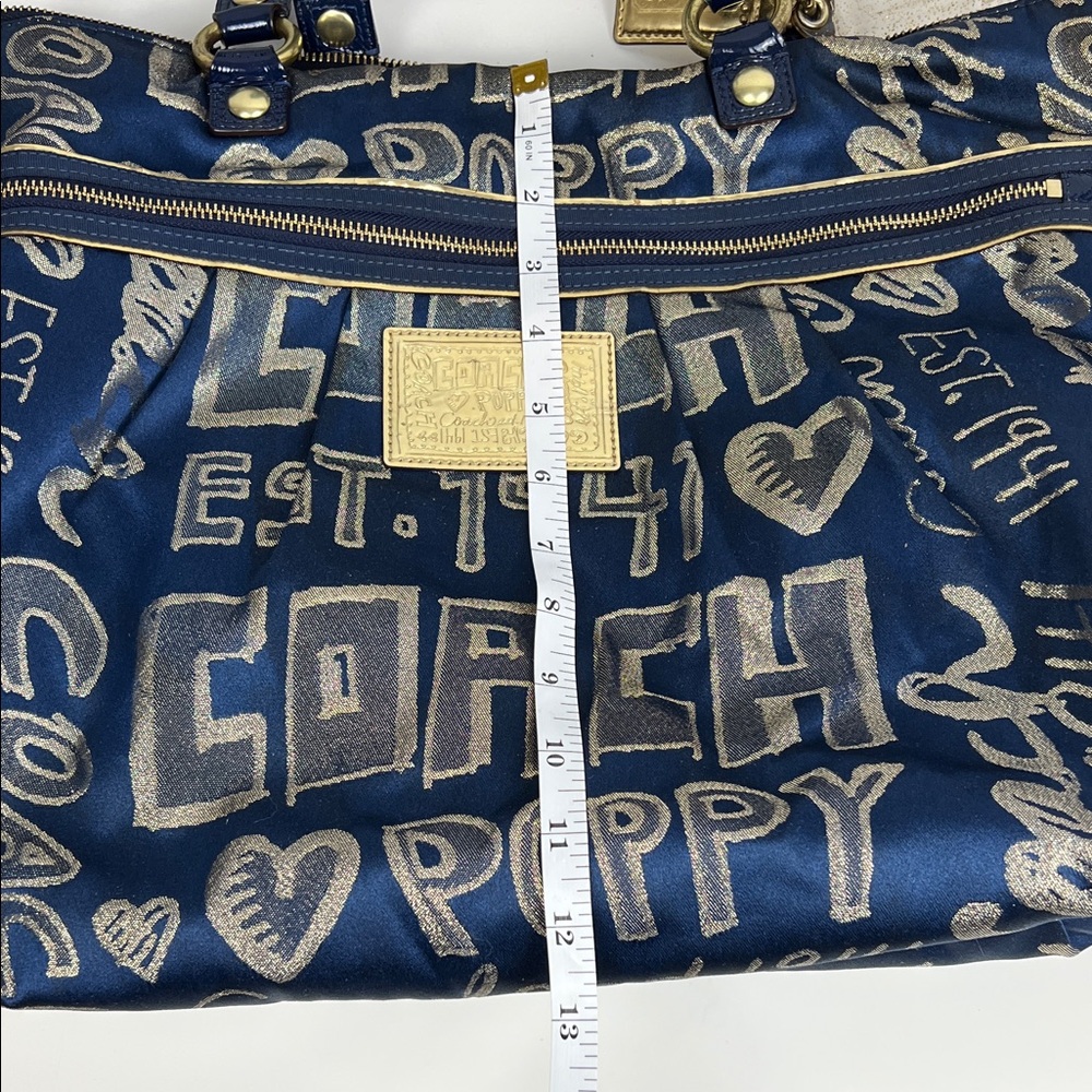 Coach Poppy Graffiti Metallic Gold Patent Leather Glam Tote Shoulder Bag 15301 - Picture 15 of 16